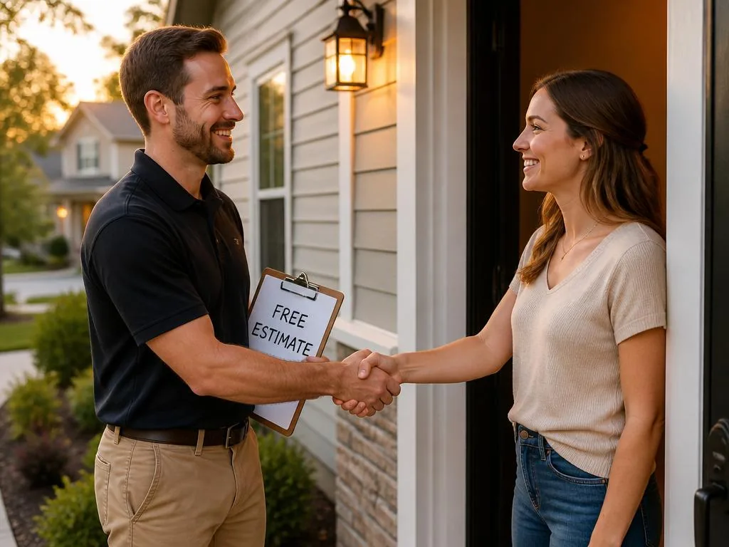 Technician providing a free estimate to a homeowner