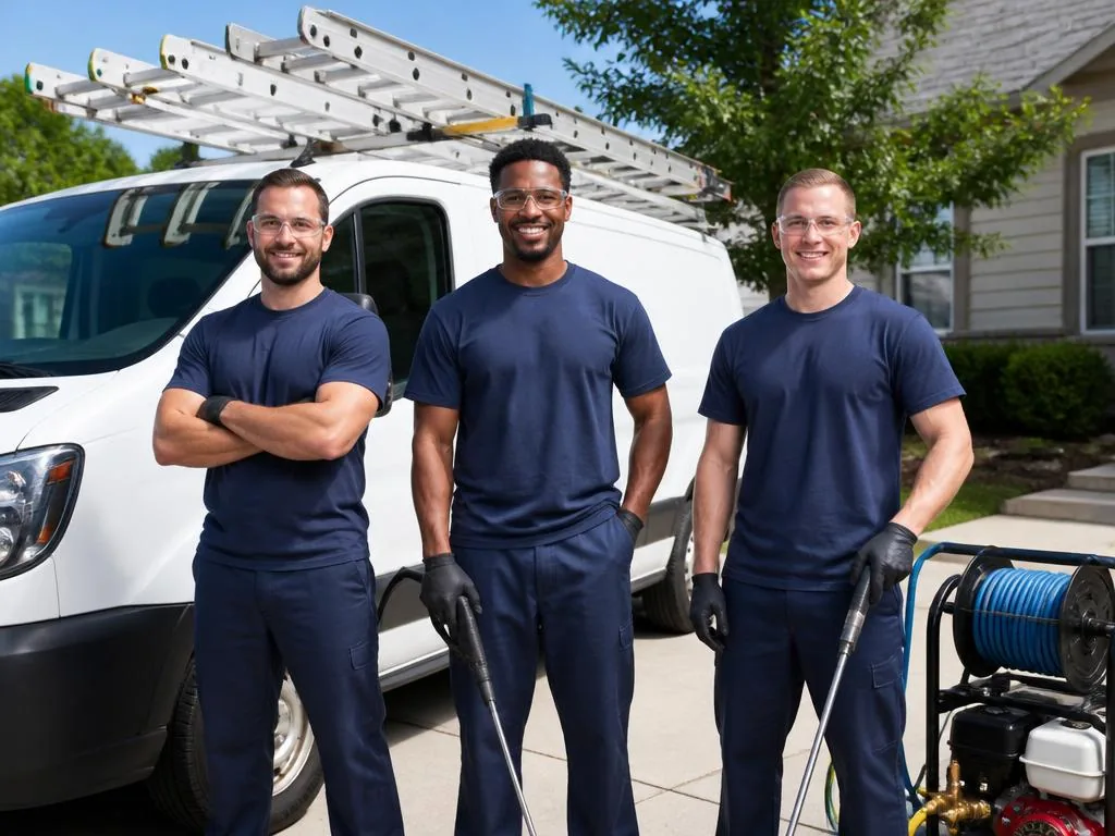 Professional insured cleaning crew with service van